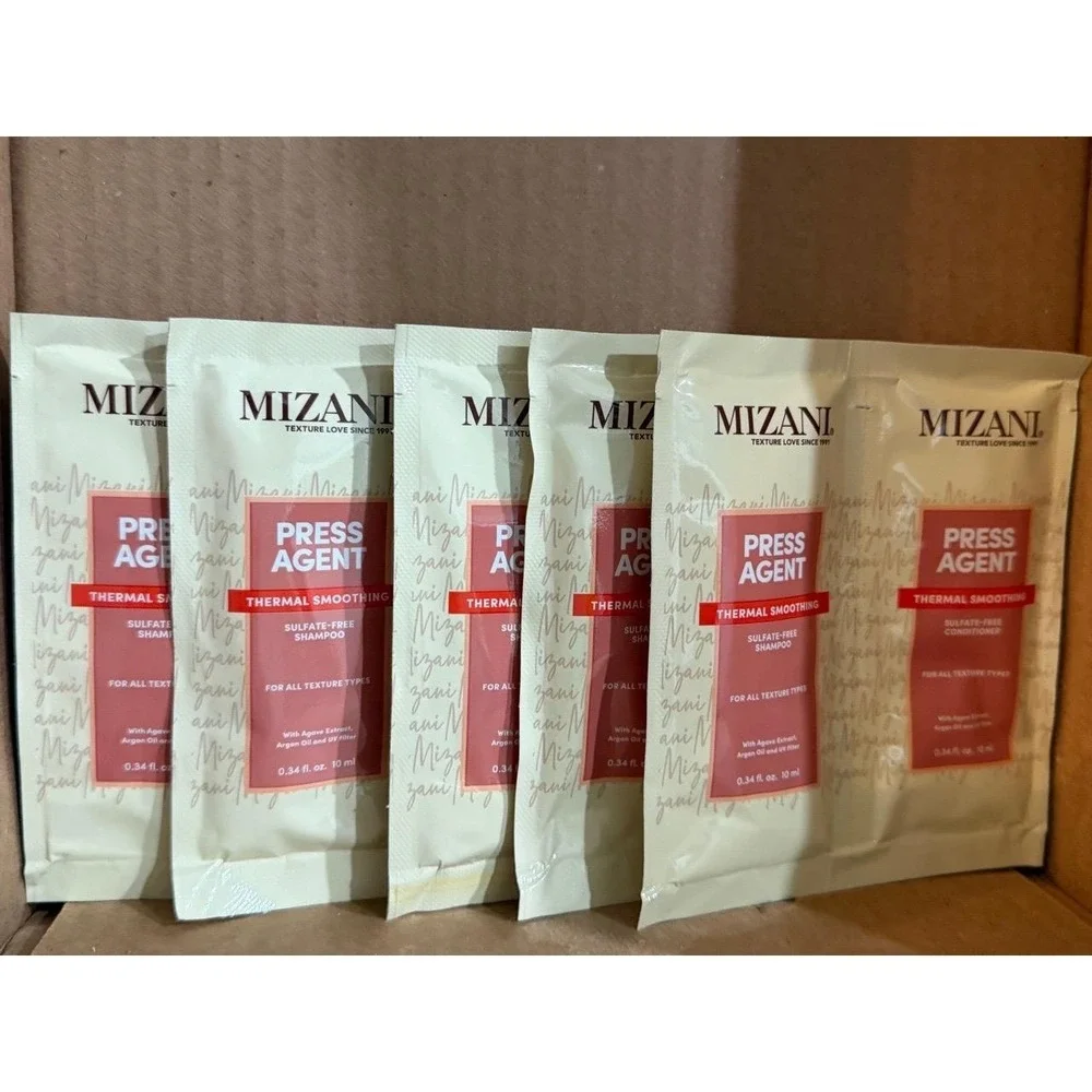 Mizani Press Agent Thermal Smoothing Shampoo Conditioner Samples travel‎
